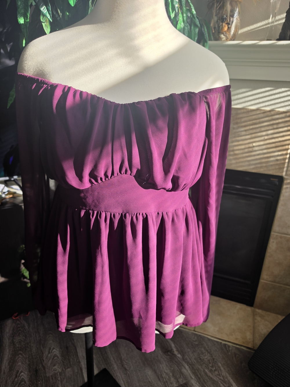 torrid Fuchsia Off-Shoulder Peplum Blouse